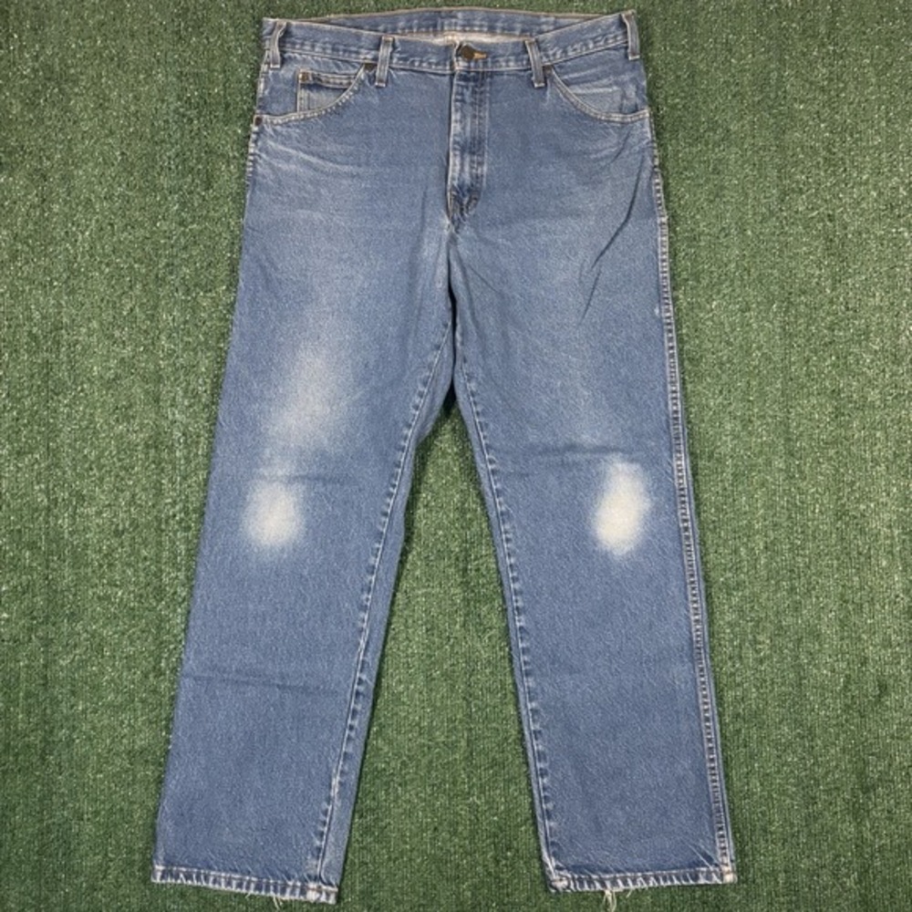 Dickies Straight Leg Jeans Mens 35x31 Blue Medium Wash Fair‎ Frayed Hems